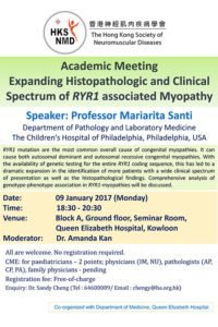 Event Flyer of Academic Meeting Expanding Histopathologic and Clinical Spectrum of RYR1 Associated Myopathy.