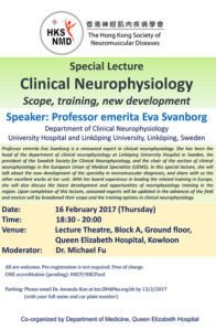 Event Flyer of Special Lecture Clinical Neurophysiology Scope, Training, New Development.